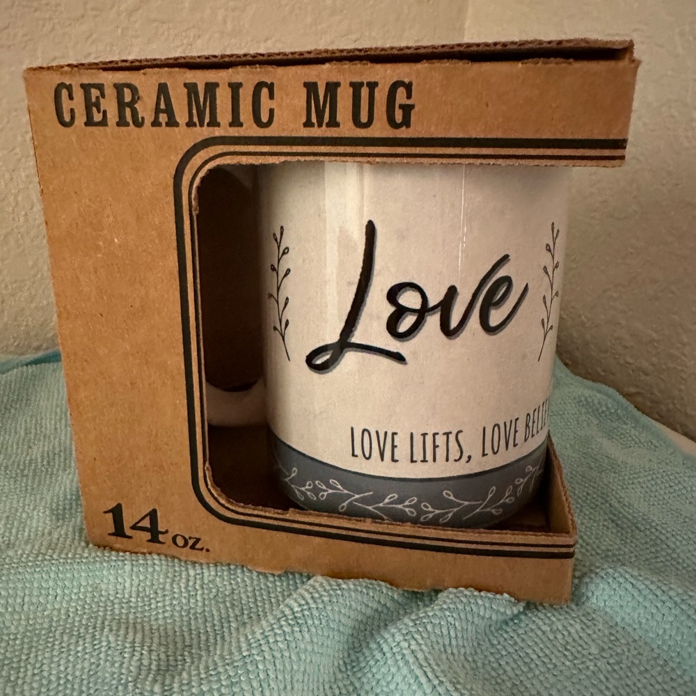 NIB Ceramic Mug with Love Design